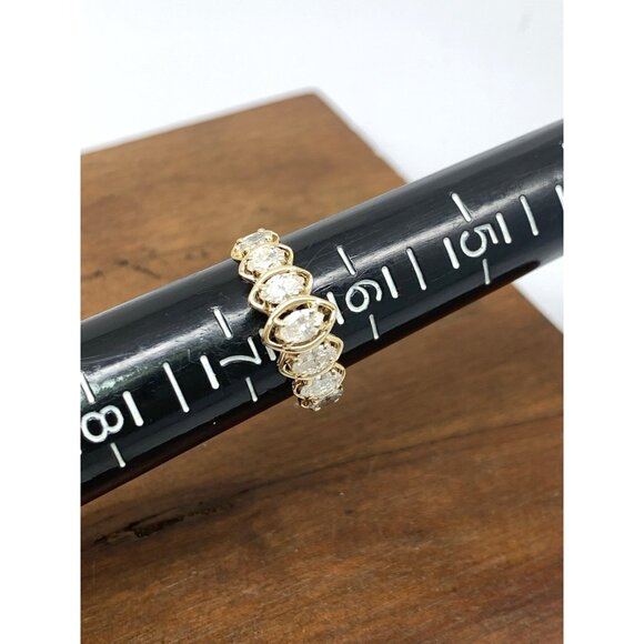 Women's Wedding Band 14k Yellow Gold Ring Diamond 0.50ctw Marquise Size 6.5 - Picture 9 of 14